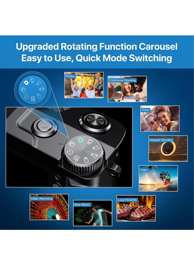 5K Digital Camera WiFi Autofocus Vlogging Camera for YouTube 48MP Camera for Photography and Video, 3.5" Screen Travel Camera with UV Filter, Anti-Shake, 16X Digital Zoom, 32GB SD Card, 2 Batteries