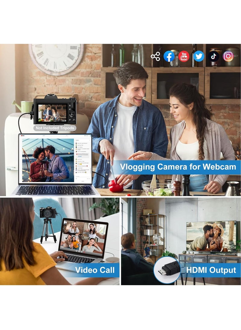 5K Digital Camera WiFi Autofocus Vlogging Camera for YouTube 48MP Camera for Photography and Video, 3.5" Screen Travel Camera with UV Filter, Anti-Shake, 16X Digital Zoom, 32GB SD Card, 2 Batteries