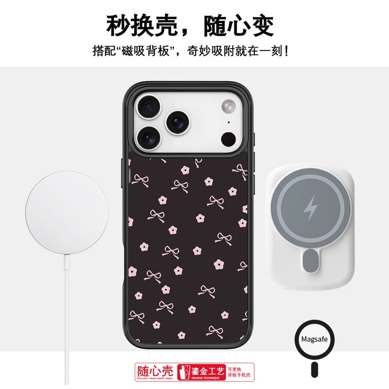 Magnetic Phone Case with Replaceable Back Panel, Butterfly Flower Design, Shockproof Matte PC Cover for iPhone 17/16/15/14 and Samsung S25/S26 Ultra - Image 5