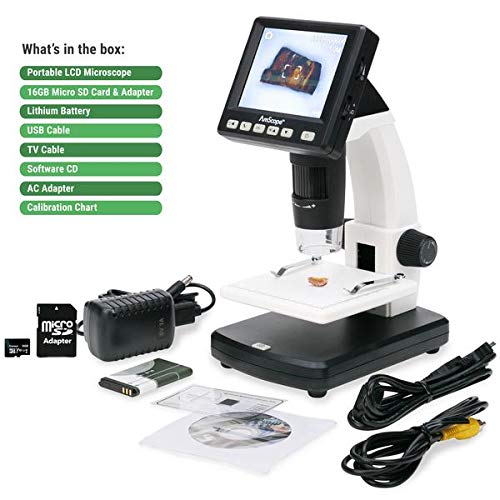 AmScope AmScope  LCD Digital Microscope 35 inch Color Screen 20X1200X Magnification with Zoom Portable USB Microscope Imager Coin Microscope  DM130M5S035  - Image 3