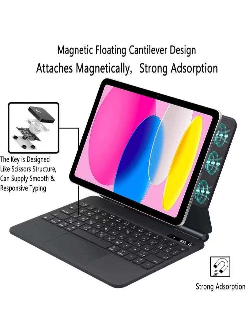 Captaintech - Magic Keyboard for Apple iPad Air 13 inch (M2, 2024) Pro 12.9 inch (2022/2021/2020/2018) with Magnetic Back Cover, Smart Trackpad Backlit Keyboard Case for iPad Pro 12.9 3rd 4th 5th 6th - Image 1
