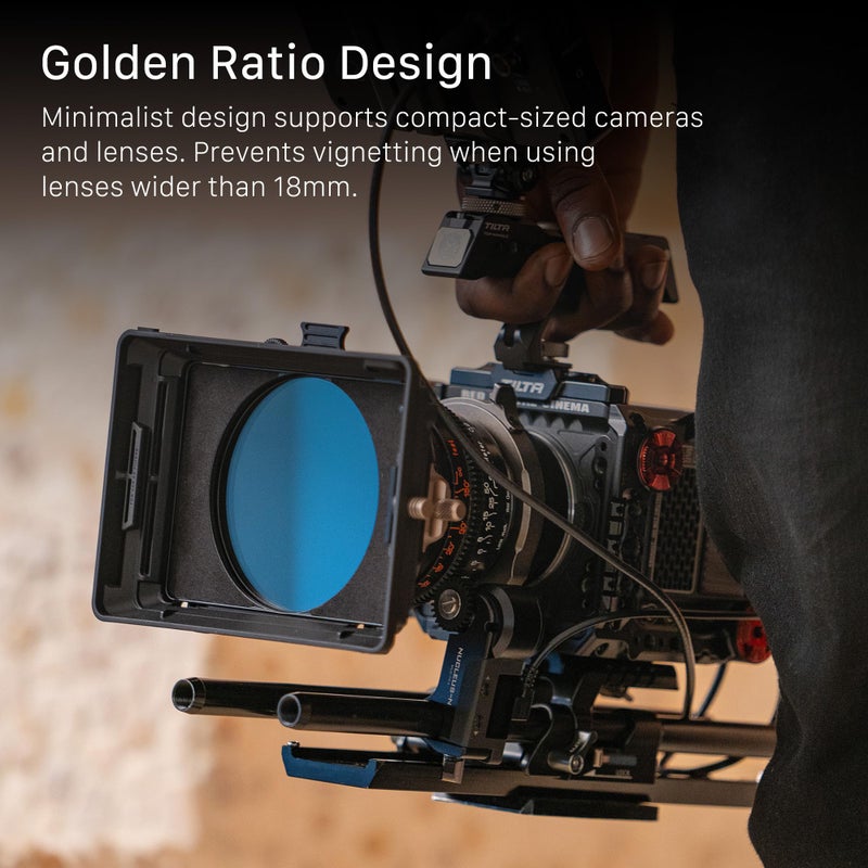 Tilta Mirage Matte Box VND Kit | Includes 95mm Variable ND Filter | 4" x 5.6" and New 95mm Circular Filters | 67/72/77/82mm Adapter Rings | Lightweight | Cartridge Filter Design - Image 4