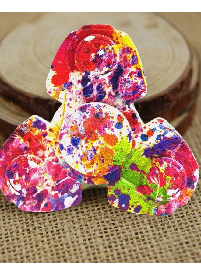 Premsons® Hand Spinner Desk Toy - High Speed Smooth Finger Spin Sensory Fidget Stress Relief Game Play for Kids & Adults - Birthday Party Gift - Combo - Rainbow Splash Triangular Head + Cross Gold