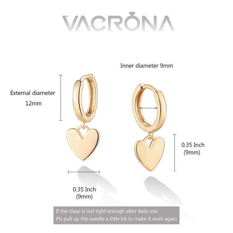 VACRONA Gold Heart Hoop Earrings Huggie Earrings for Women 14k Gold Plated Small Hoops Earrings - Image 4