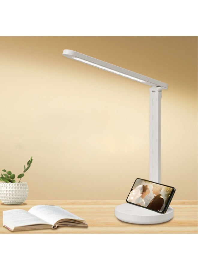 5 Color Modes Dimmable LED Desk Lamp USB Powered Foldable for Kids Study and Work White Color - Image 1