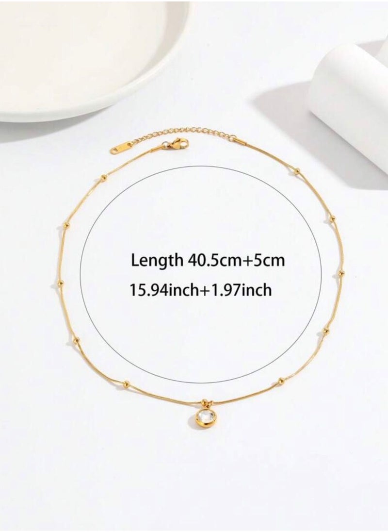 NOON'S UP - Elegant Stainless Steel Gold Plated Necklace For Women - Image 1
