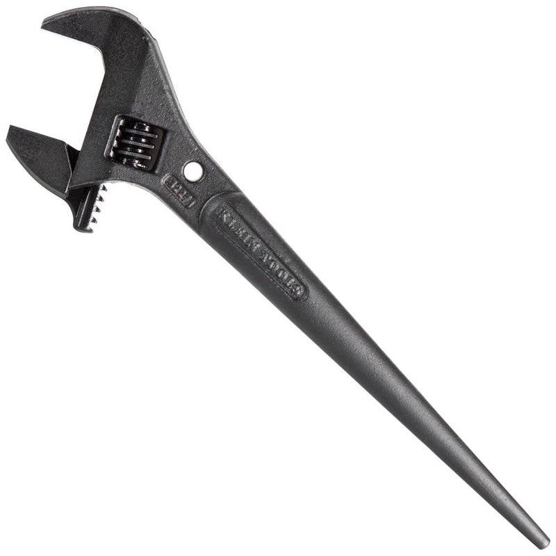 Klein Tools 3227 Extra Wide Adjustable Wrench, Construction Spud Wrench for Up to 1-7/16-Inch Nuts and Bolts, 10-Inch, with Tether Hole - Image 1