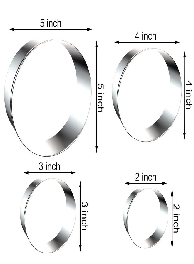 QAAQS Circle Round Biscuit Cookie Cutter Set Large - 5 Inch, 4 Inch, 3 Inch, 2 Inch - Geometric Cookie Cutters Shapes Molds - Stainless Steel - Image 2