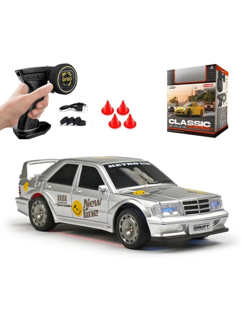 مايتويز سيارة MYTOYS M2 1/43 RC 4WD ميني دريفت ريسر - سيارة تحكم عن بعد صغيرة مع جيروسكوب، توجيه متناسب كامل 2.4G، مصابيح أمامية LED محاكاة، وضع التحكم في السرعة وإطارات دريفت بديلة - لعبة سباق مكتبية جاهزة للتشغيل - Image 1