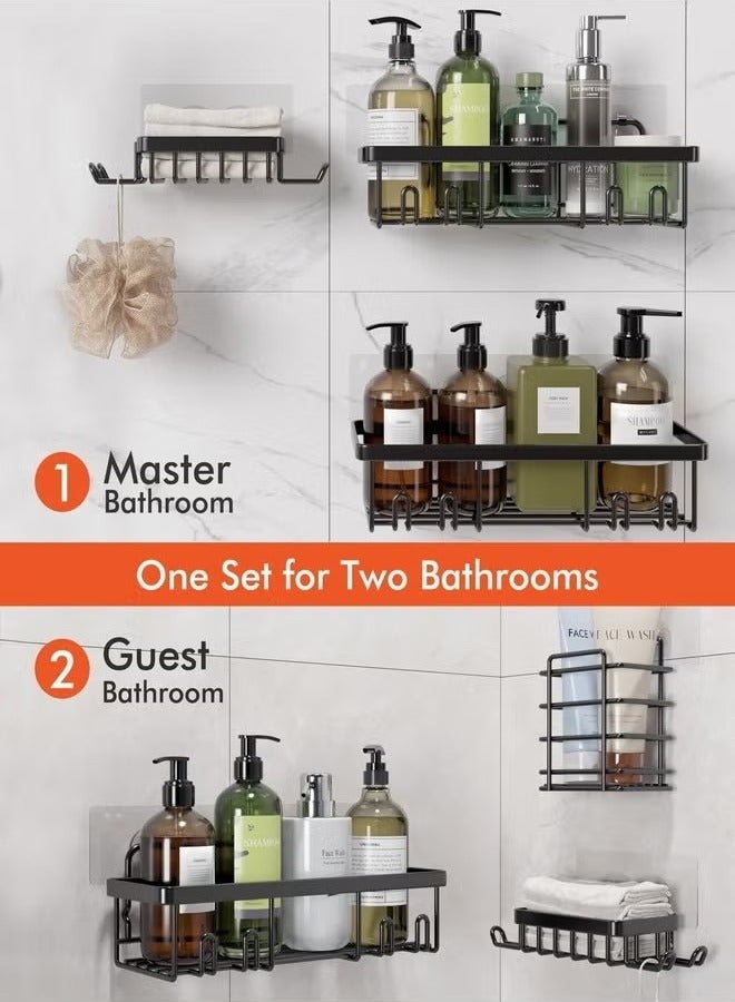 Beauenty Shower Caddy 6 Pack, Rustproof Stainless Steel Shower Shelves for Bathroom Organizers and Storage, Adhesive No Drilling Durable Bath Accessories with Large Capacity for Home & Kitchen Decor - Image 4