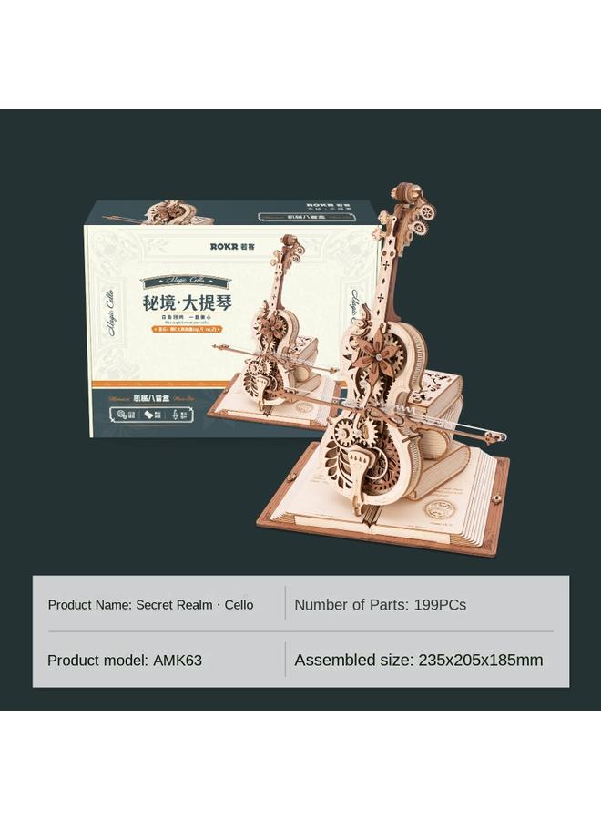 Bluejw Ruoke Cello Wooden Musical Instrument 3d Three-dimensional Puzzle Handmade Diy Assembled Model Creative Ornaments Gift - Image 1
