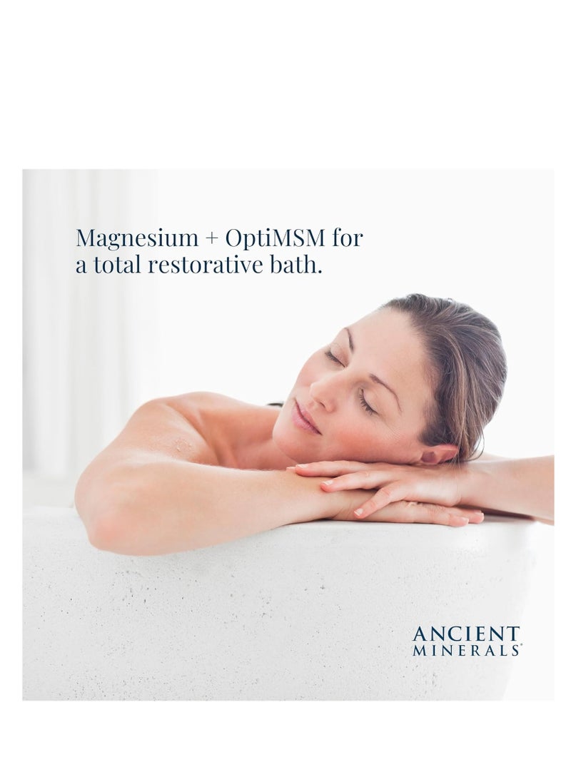 Ancient Minerals Magnesium Bath Flakes ULTRA with OptiMSM - Resealable Magnesium Bag of Zechstein Chloride Alternative to Epsom Bath Salt (1.65 lb)