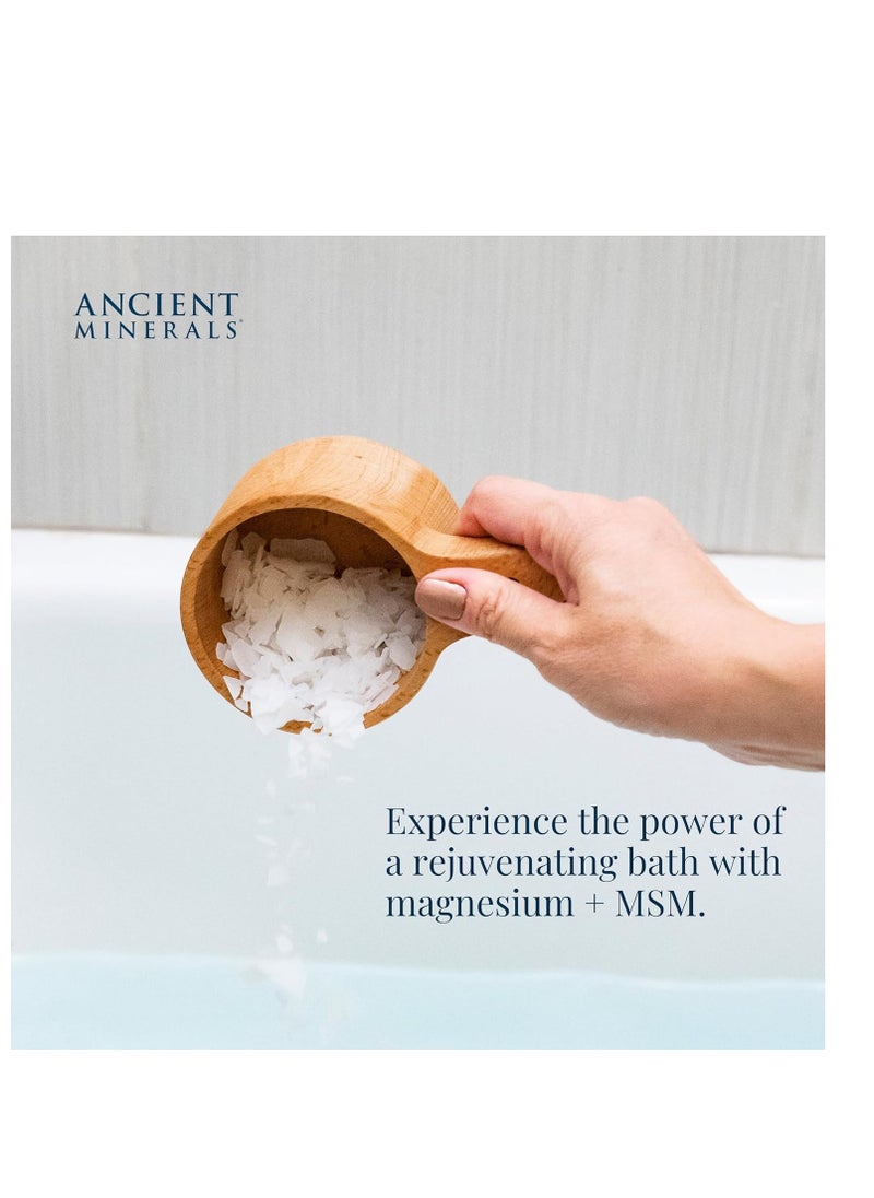 Ancient Minerals Magnesium Bath Flakes ULTRA with OptiMSM - Resealable Magnesium Bag of Zechstein Chloride Alternative to Epsom Bath Salt (1.65 lb)