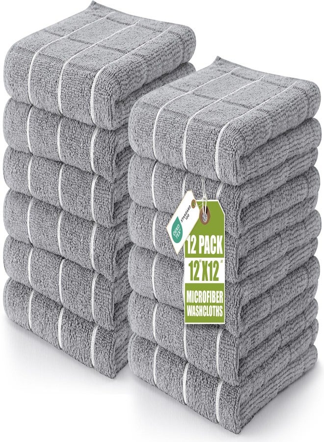 Utopia Towels 12 Pack Wash Cloths Set, 12 by 12 Inches, Highly Absorbent and Super Soft Microfiber Fingertip Towels, Multi-Purpose Washcloths for Bathroom, Kitchen, Hotel, Spa, and Gym (Grey - Image 1