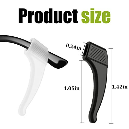 SMARTTOP 20 Pairs Anti-Slip Eyeglass Ear Grips Hook, Comfortable Silicone Elastic Eyeglasses Temple Tips Sleeve Holder-For Eyeglasses Sunglasses Spectacles Glasses Reading (10 Black&10 Clear) - Image 2