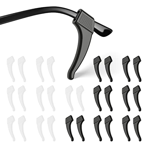 SMARTTOP 20 Pairs Anti-Slip Eyeglass Ear Grips Hook, Comfortable Silicone Elastic Eyeglasses Temple Tips Sleeve Holder-For Eyeglasses Sunglasses Spectacles Glasses Reading (10 Black&10 Clear) - Image 1