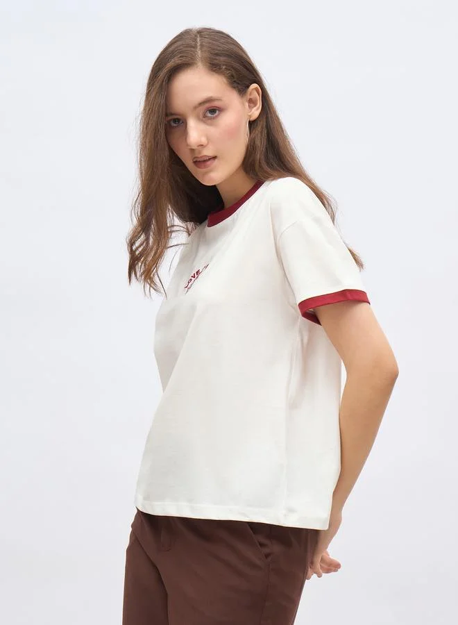 Styli Styli Embroidered Detail Boxy Fit T-Shirt