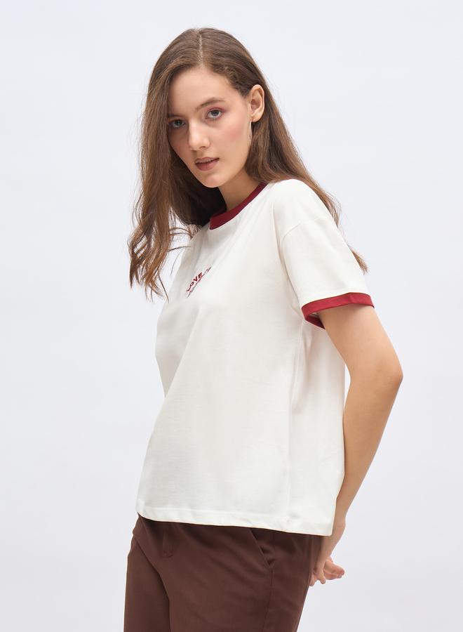 Styli Embroidered Detail Boxy Fit T-Shirt - Image 3