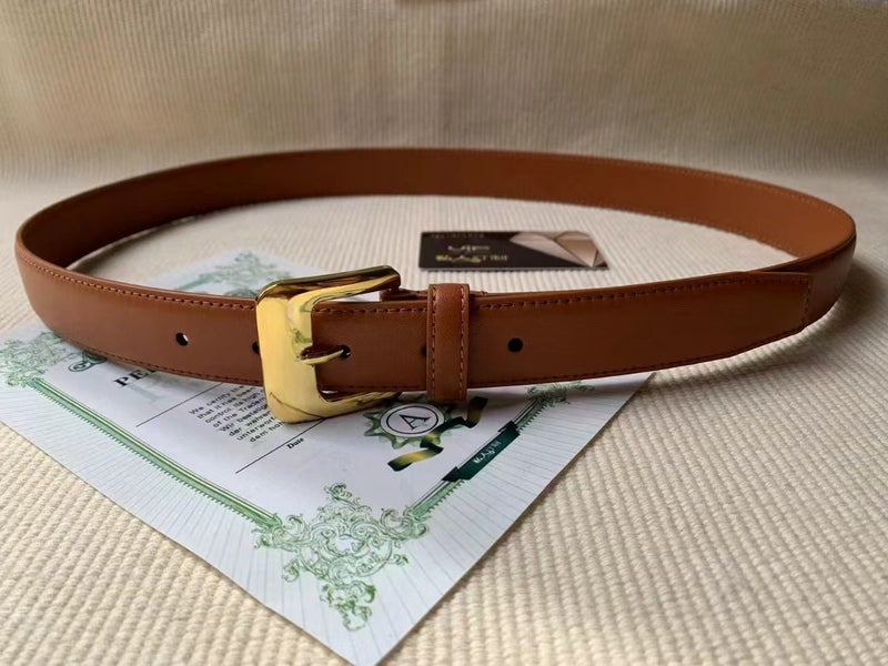M new belt womens high-end sense simple gold metal buckle belt ins wind jeans with a generation of hair golden brown with logo 