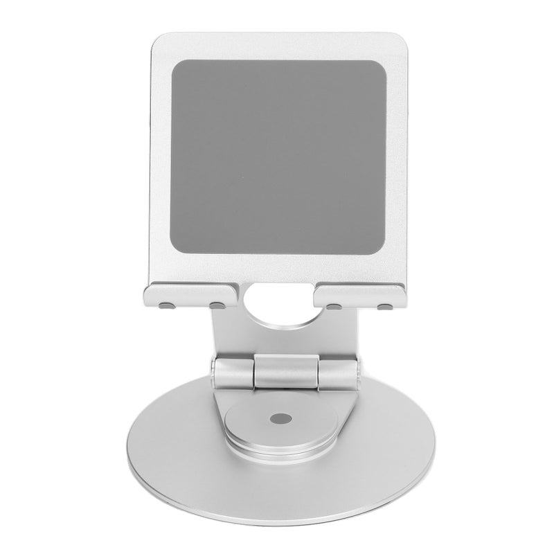 Foldable Phone Stand 360 Degree Rotation Adjustable Height Aluminum Desk Stand with Stable Base for Laptops Under 17.3in Silver - Image 1