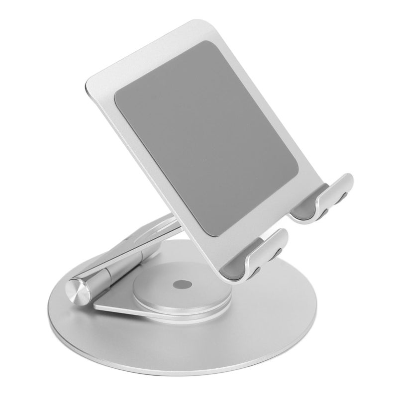 Foldable Phone Stand 360 Degree Rotation Adjustable Height Aluminum Desk Stand with Stable Base for Laptops Under 17.3in Silver - Image 5
