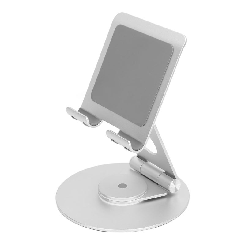 Foldable Phone Stand 360 Degree Rotation Adjustable Height Aluminum Desk Stand with Stable Base for Laptops Under 17.3in Silver - Image 3