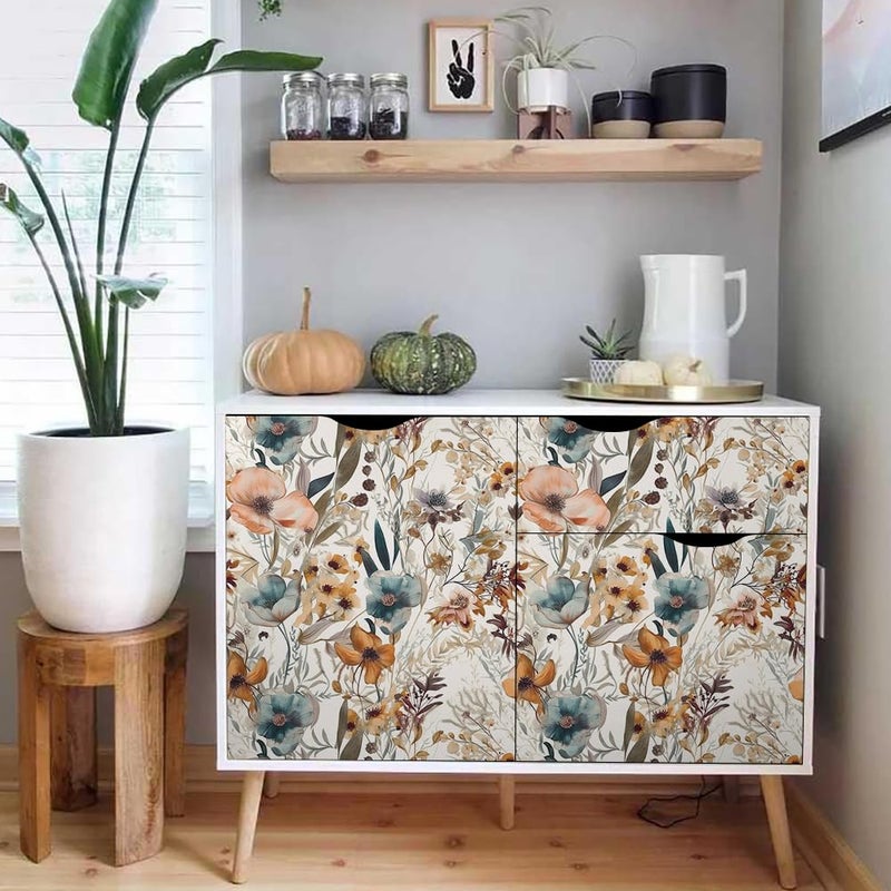MuralPeel Boho Flowers Brown Leaf Plants Botanical Peel and Stick Wallpaper Self Adhesive Removable Easy Peel Off Stick on Wall Paper for Bedroom Cabinet Renter Friendly - Image 5