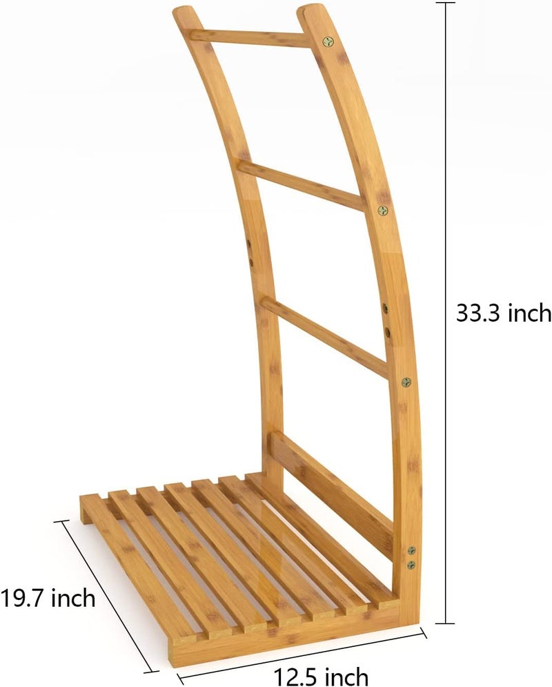 Rosewood Freestanding Wooden Towel Rack for Bathroom Vintage Wood Tier Towel Bar Stand with Bottom Shelf for Towels Washcloths Toiletries Convenient Rack for Drying or Hanging Clothes A57  - Image 5