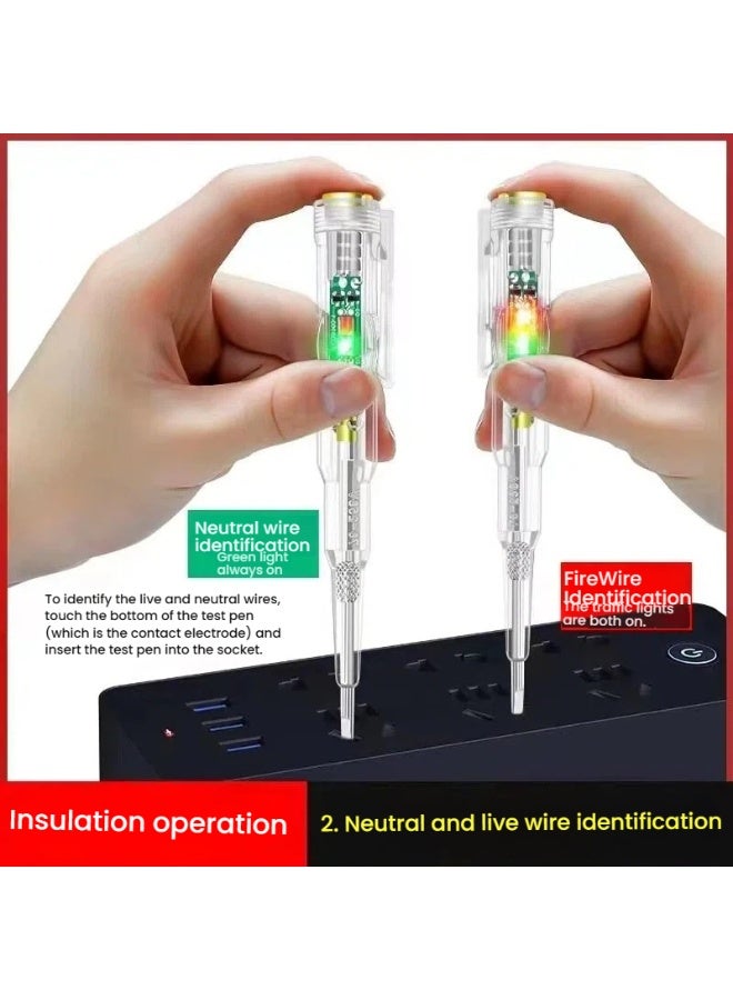 NIBEMINENT 2-Piece AC24-250V DC12-24V Intelligent Voltage Tester Pen Electric Screwdriver Test Pencil Induction Power Detector Circuit Indicator - Image 2