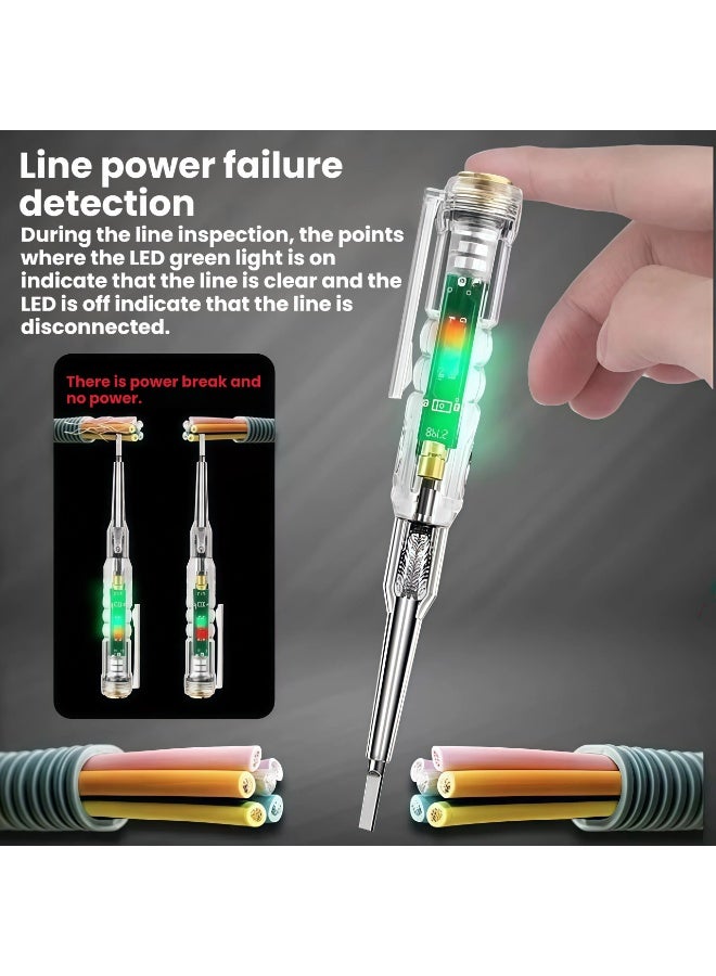 NIBEMINENT 2-Piece AC24-250V DC12-24V Intelligent Voltage Tester Pen Electric Screwdriver Test Pencil Induction Power Detector Circuit Indicator - Image 3