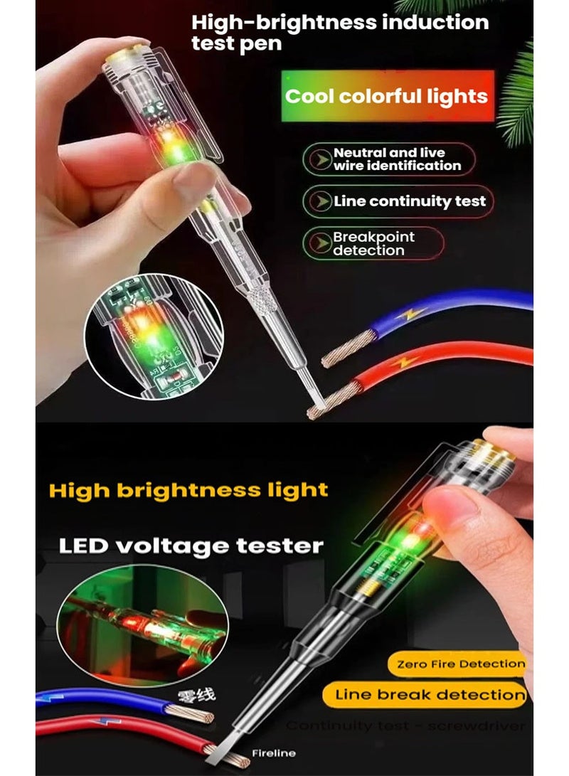 NIBEMINENT 2-Piece AC24-250V DC12-24V Intelligent Voltage Tester Pen Electric Screwdriver Test Pencil Induction Power Detector Circuit Indicator - Image 1