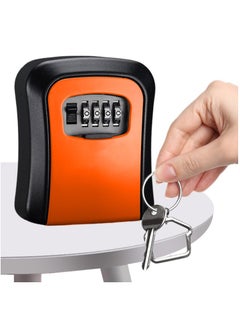 MileMelo Key Storage Safe Box 4 Digits Combination Key Lock Box with Resettable Wall Mounted for Outdoor and Indoor Home Hotel Office Orange  - Image 1