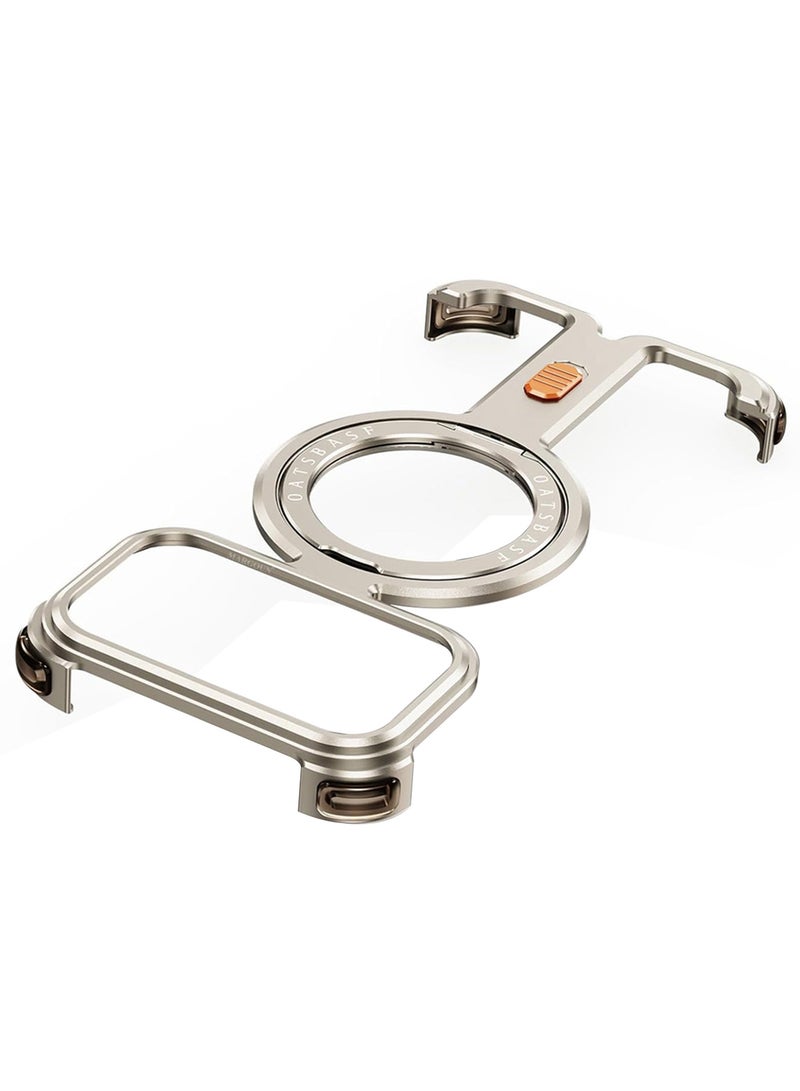 CATANES Magnetic Case Cover for iPhone 17 Pro - 360° Rotation Kickstand Aluminum Metal Frameless Design Protective Shock Grade Shell - Silver - Image 3