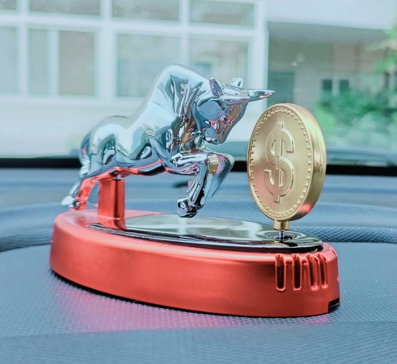 YOURKARTS.COM Bull Coin Solar Dashboard Perfume – Strong Fragrance Car Diffuser with Rotating Dollar Style Design for Stylish Interiors car accessories 2025 - Image 1