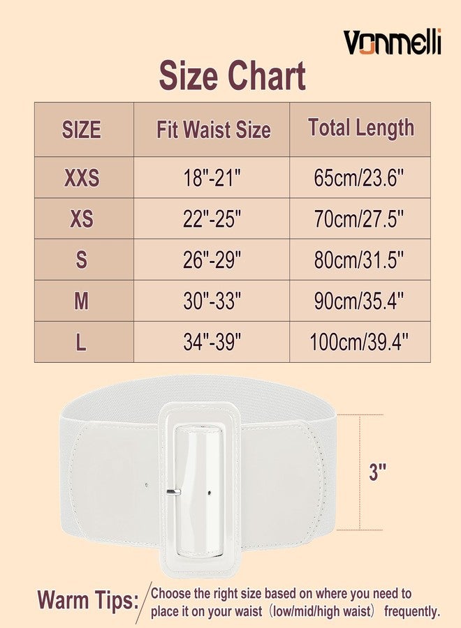 VONMELLI Stretchy Wide Women Belts Elastic Vintage Belts for Women Fashion Ladies Waist Belt for Dress, White, Fit waist size 34"-37" - Image 5