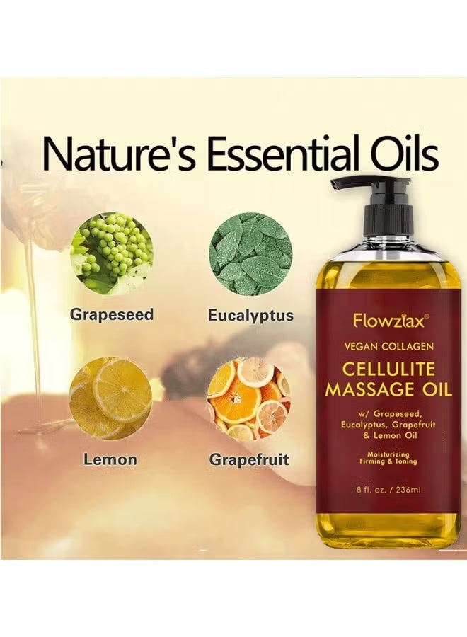Flowziax Nourishing Massage Oil: Soothes Skin Heat, Anti-Cellulite, Firming, Gentle Massage Oil (8 fl. oz. / 236ml) - Image 4