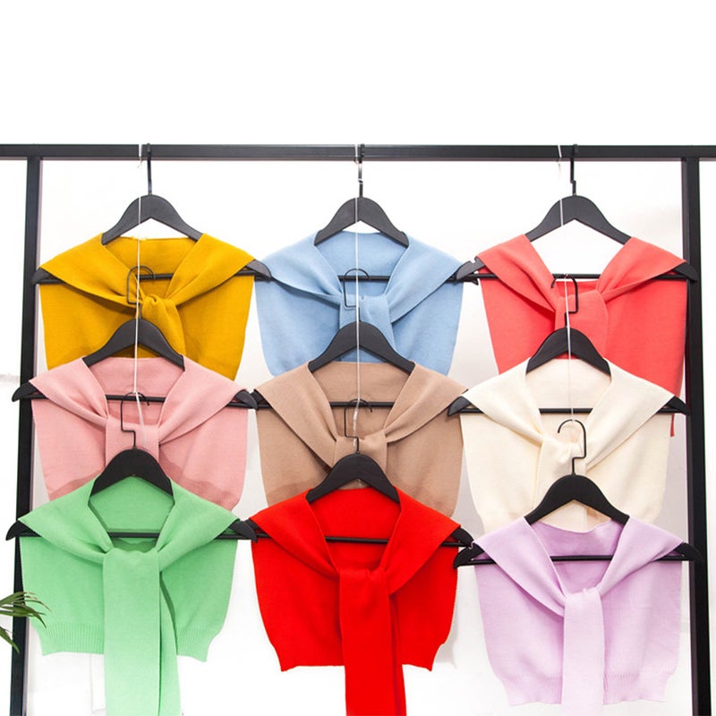 2 pcs Fashionable Pattern Fake Collar Shawl Color Knotted Knitting Scarf for Ladies Outer( ) - Image 5