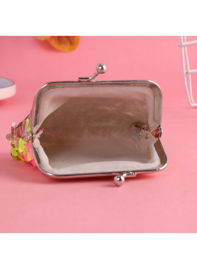 2 قطعة محفظة عملات معدنية للبنات محفظة صغيرة من الترتر على الوجهين للفتيات محفظة صغيرة لطيفة للأطفال حاملة مفاتيح صغيرة للعملات المعدنية - Image 4