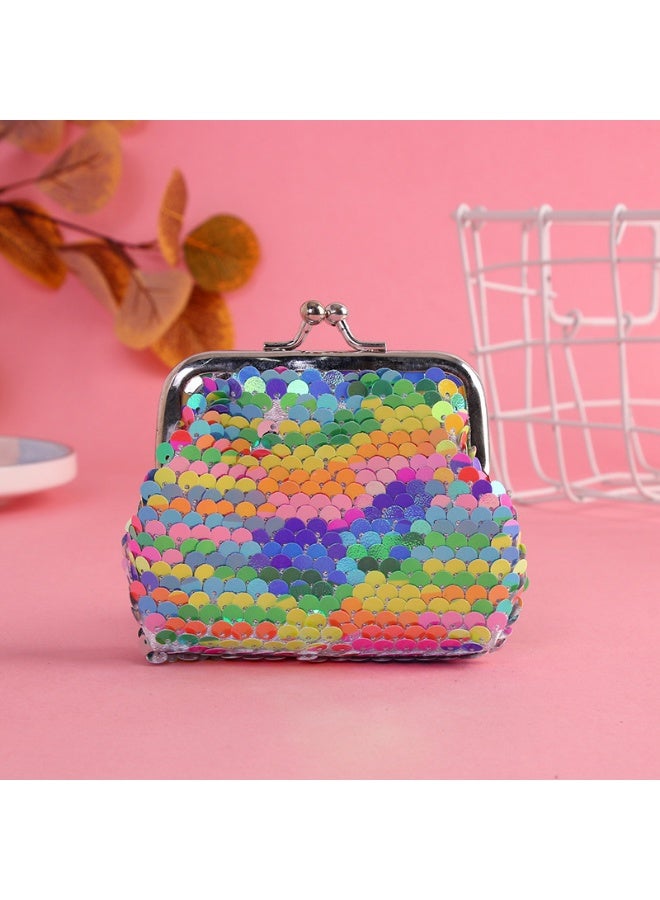 2 قطعة محفظة عملات معدنية للبنات محفظة صغيرة من الترتر على الوجهين للفتيات محفظة صغيرة لطيفة للأطفال حاملة مفاتيح صغيرة للعملات المعدنية - Image 2