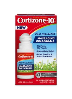 Cortizone 10 Maximum Strength Fast Itch Relief with Massaging Rollerball, 1% Hydrocortisone Anti-Itch Liquid, 1.5 oz.  - Image 1