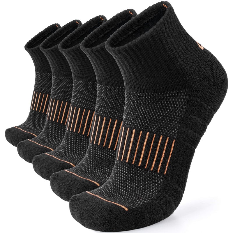 Lapulas Merino Wool Quarter Socks for Men Women, Hiking Running, Cushioned Compression Support, Thermal Thick, 5 Pairs - Image 1