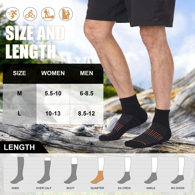 Lapulas Merino Wool Quarter Socks for Men Women, Hiking Running, Cushioned Compression Support, Thermal Thick, 5 Pairs - Image 5