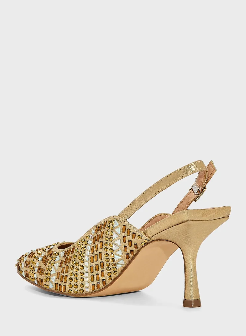 MENBUR Pointed Toe Strap Mid Heel Sandals