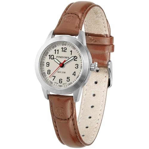 PINDOWS Watches for Women, Elegant Analog Quartz Design with Leather Strap, Waterproof Fashion Dress Ladies Watch with Easy-to-Read Luminous Dial - Image 1