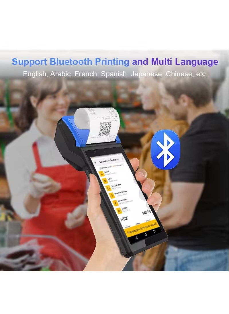 كينجتوب - طابعة إيصالات POS PDA محمولة 58 مم، طابعة ورقية حرارية عالية السرعة، محطة POS الذكية، مسح جهاز POS للرموز الشريطية 1D/2D/QR، نظام POS مع NFC/2G/3G/4G/WiFi/BT (متضمن 3 لفات من الورق الحراري) - Image 1
