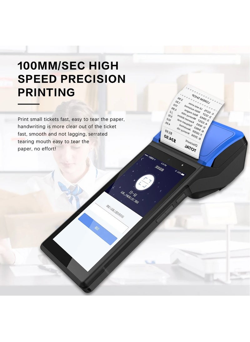كينجتوب - طابعة إيصالات POS PDA محمولة 58 مم، طابعة ورقية حرارية عالية السرعة، محطة POS الذكية، مسح جهاز POS للرموز الشريطية 1D/2D/QR، نظام POS مع NFC/2G/3G/4G/WiFi/BT (متضمن 3 لفات من الورق الحراري) - Image 1