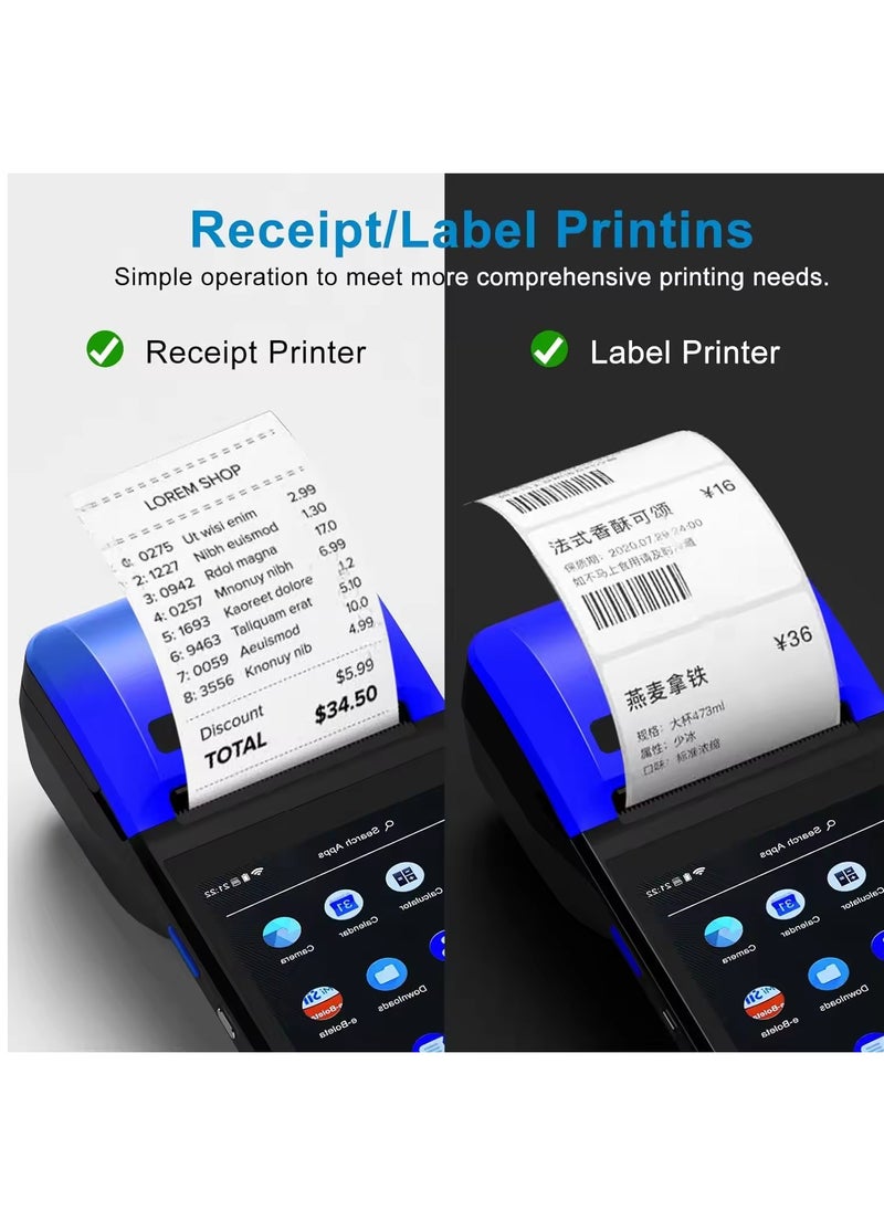 كينجتوب - طابعة إيصالات POS PDA محمولة 58 مم، طابعة ورقية حرارية عالية السرعة، محطة POS الذكية، مسح جهاز POS للرموز الشريطية 1D/2D/QR، نظام POS مع NFC/2G/3G/4G/WiFi/BT (متضمن 3 لفات من الورق الحراري) - Image 1