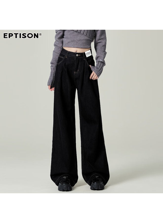 EPTISON Yipin Tiancheng Retro Spicy Girl Jeans Women Autumn And Winter Classic Color All-match Loose Slimming Dragging Wide Leg Pants Women - Image 2