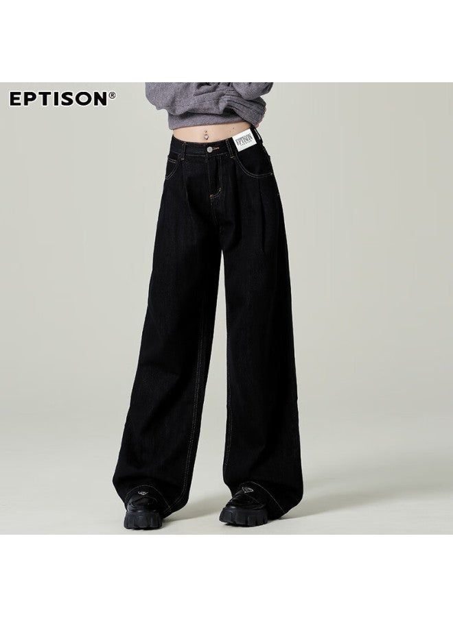 EPTISON Yipin Tiancheng Retro Spicy Girl Jeans Women Autumn And Winter Classic Color All-match Loose Slimming Dragging Wide Leg Pants Women - Image 3