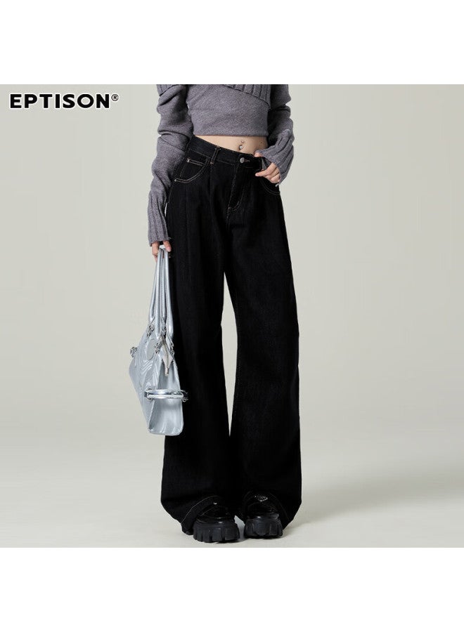 EPTISON Yipin Tiancheng Retro Spicy Girl Jeans Women Autumn And Winter Classic Color All-match Loose Slimming Dragging Wide Leg Pants Women - Image 1